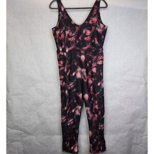Old Navy Powersoft Bodysuit Jumpsuit Women's L Athletic Pink Tie Dye Scoop Neck